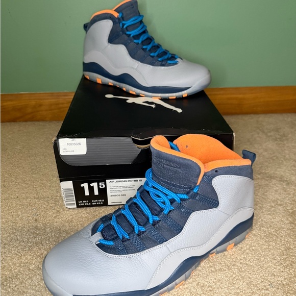 Air Jordan Retro 10-WLF GRY/DK PWDR BL-NW SLT-ATMC - Picture 1 of 4